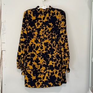 H&M Navy Blue/Gold Floral Dress